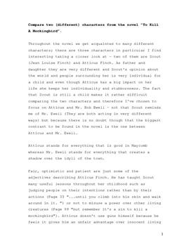 Compare two (different) characters from the novel ”To Kill A Mockingbird”.