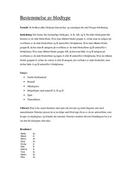 Bestemmelse av blodtype rapport