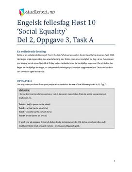 Can the lack of social equality be a challenge in working life? - Oppgave 3A (Studienetts besvarelse)