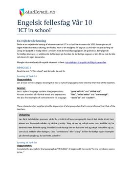 Engelsk fellesfag Vår 2010 - Oppgave 1 +2 "ICT in school - How to learn English"