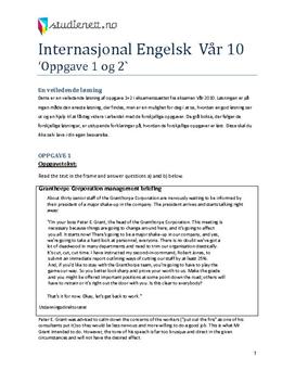 Internasjonal engelsk vår 2010 eksamen Oppgave 1 + 2