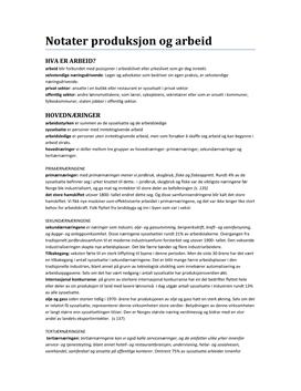 Produksjon og arbeid notater