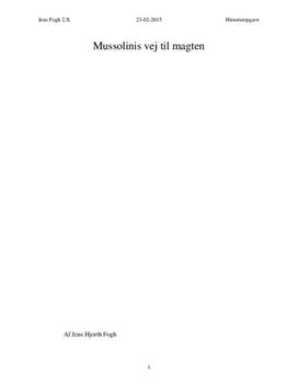 Mussolinis vei til makten
