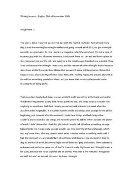 Assignment 1: Novelle "The year 2013"
