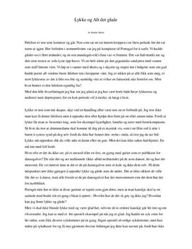 Essay om lykke og alt det glade.