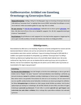 Gunnlaug Ormstunge og Generasjon Kane - Gullbesvarelse