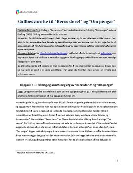 Gullbesvarelse til "Berus dere!" og "Om pengar"