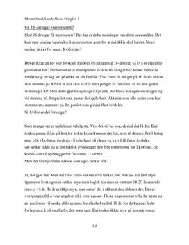 Bør 16-åringer få stemmerett