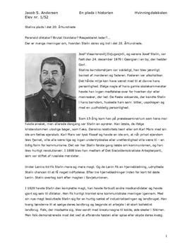 Stalins plass i det 20. århundre