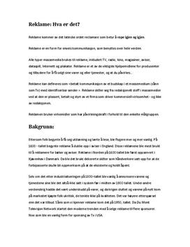 Fordypnings oppgave om reklame