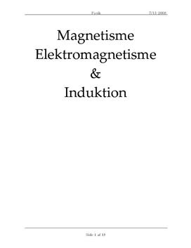 Magnetisme, elektromagnetisme og induksjon
