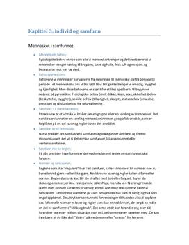 Sammendrag til kapittel 3: individ og samfunn