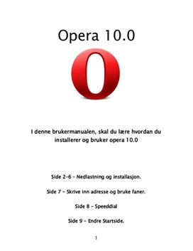 Brukermanual for å installere og bruke Opera 10