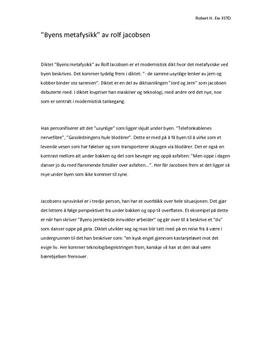 "Byens Metafysikk" av Rolf Jacobsen