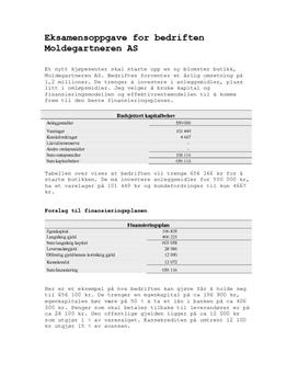Eksamensoppgave for bedriften Moldegartneren AS