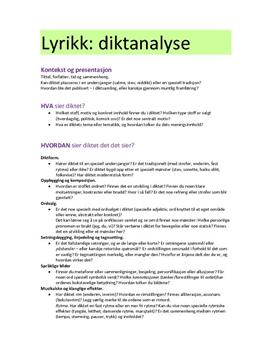 Oppskrift på diktanalyse