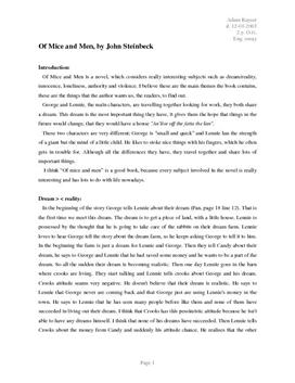 Of Mice and Men, by John Steinbeck