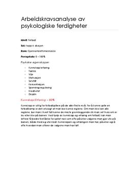 Arbeidskravsanalyse av psykologiske ferdigheter i fotball