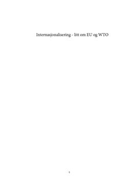 Internasjonalisering - litt om EU og WTO
