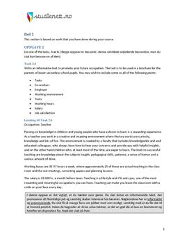 Task 2A og 2B - Future occupation og questions