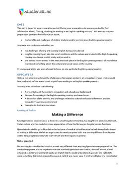 Task 3A - Visiting, Studying and/or working in an English speaking country (Guldbesvarelse)