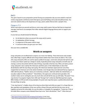 Songs and/or poems that have an important message - Oppgave 3A (Studienetts besvarelse) 