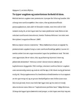 To typer ungdom og autoritetens forhold til dem