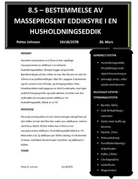 Bestemmelse av masseprosent eddiksyre i husholdningseddik