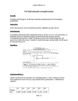 Fritt fall/mekanisk energibevarelse