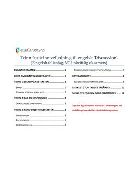 Oppskrift til drøfting/discussion (Engelsk Vg1)