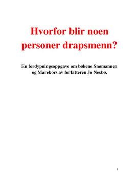 Særemne - Jo Nesbø Marekors Snømannen