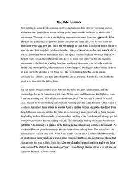 literary analysis essay the kite runner