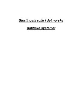Stortingets rolle i det norske politiske systemet | Fagartikkel