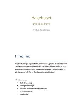 Hagehuset AS | Økonomiprøve | Økonomi og Ledelse