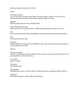 Interne og Eksterne arbeidsbetingelser