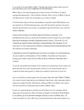 Presentasjon Rhones Alpes | fransk eksamen VG2