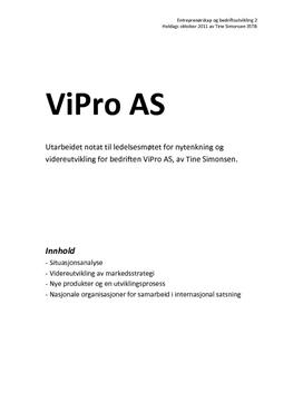 Entrepenør og bedriftsutvikling - ViPro AS