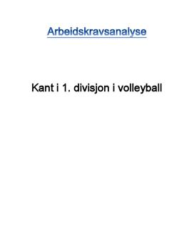 Kant i 1. divisjon i volleyball | Arbeidskravsanalyse