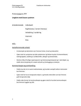 Praksisoppgave Psykisk Utviklingshemmede (Downs syndrom)