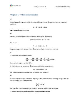 VGS Matematikk 1P Høsten 2011 – uten hjelpemidler