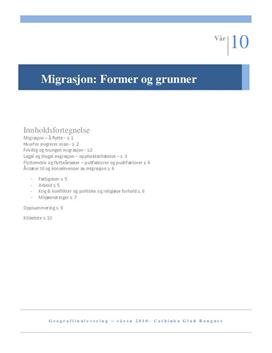 Migrasjon: Former og grunner - Geografi Oppgave