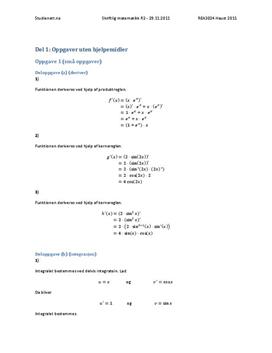 REA3024 Matematikk R2 - 29.11.2011 - Uten Hjelpemidler