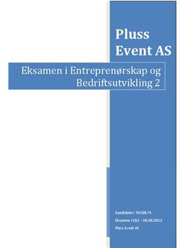 Pluss Event AS: Entreprenørskap og Bedriftsutvikling 2