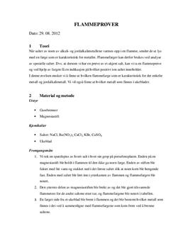 Rapport 9.1 Bestemmelse av ulike salter ved flammeprøver | Rapport | Aqua