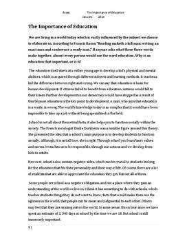 education essay for class 7