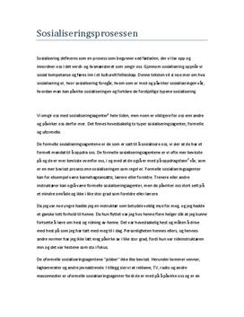 Sosialisering og sosialiseringsprosessen | Essay