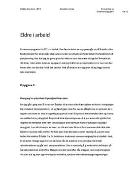 Eldre i arbeid | Eksamensbesvarelse