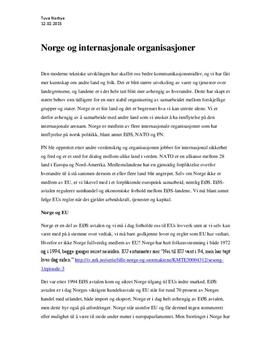 Prosjekt | Norge og internasjonale organisasjoner