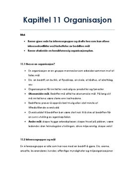 Organisasjon | Kapittel 11 | Sammendrag