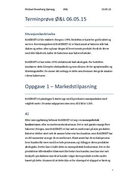 Markedstilpasning og Dekningspunktanalyse | Bakeriet AS